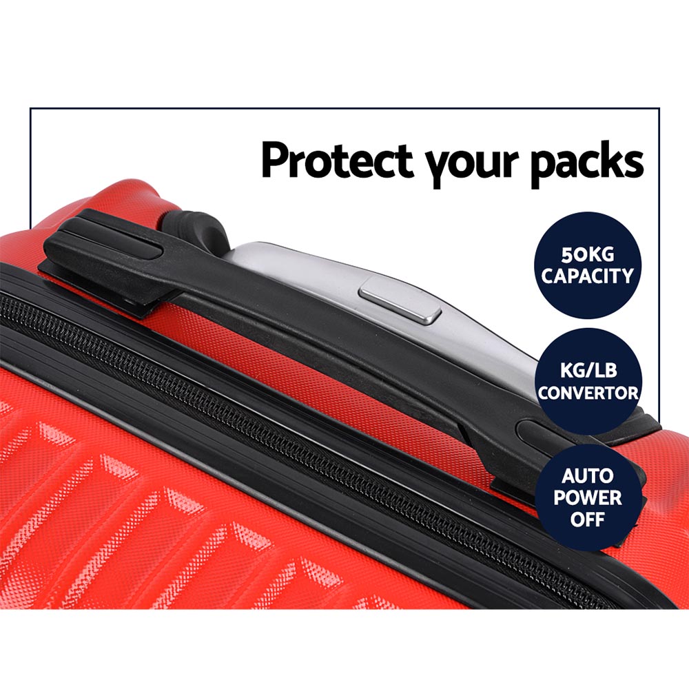 Suitcase Sets Trolley 2pc - Travel TSA Hard Red