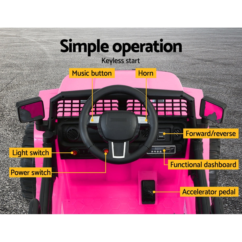 Kids Ride On Car Electric 12V Jeep Battery Remote Control - Pink