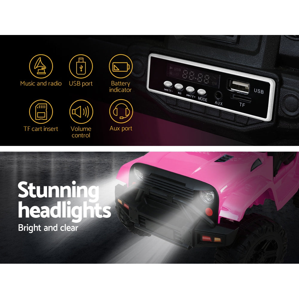 Kids Ride On Car Electric 12V Jeep Battery Remote Control - Pink