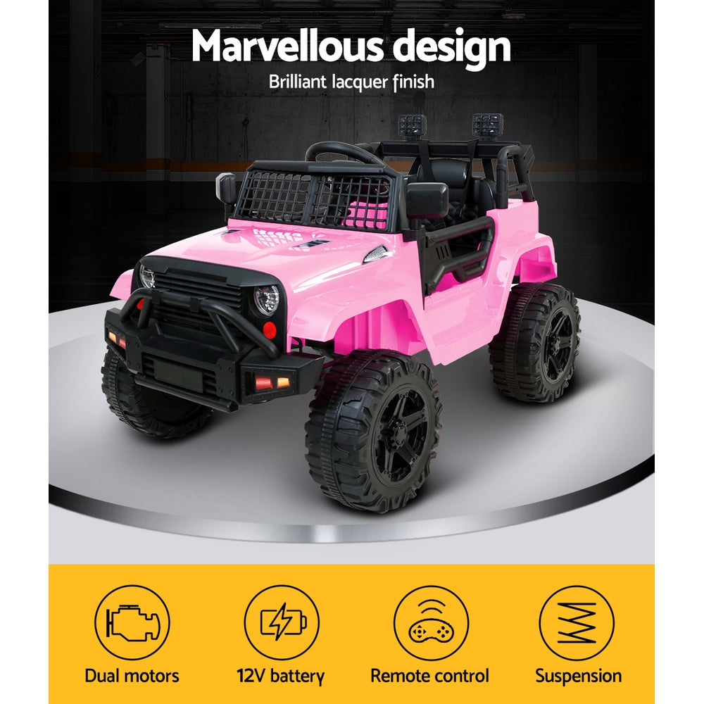 Kids Ride On Car Electric 12V Jeep Battery Remote Control - Pink