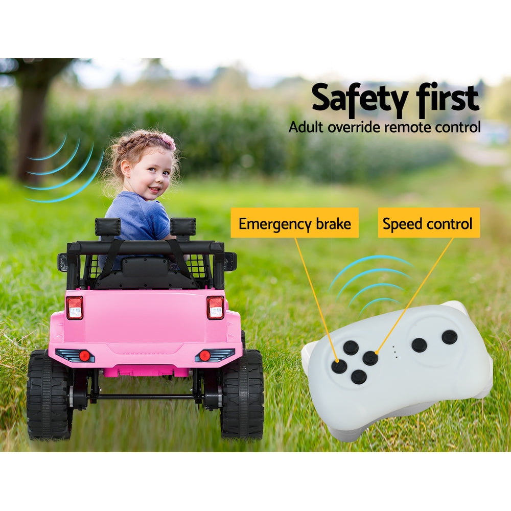 Kids Ride On Car Electric 12V Jeep Battery Remote Control - Pink