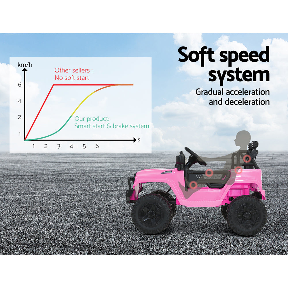 Kids Ride On Car Electric 12V Jeep Battery Remote Control - Pink
