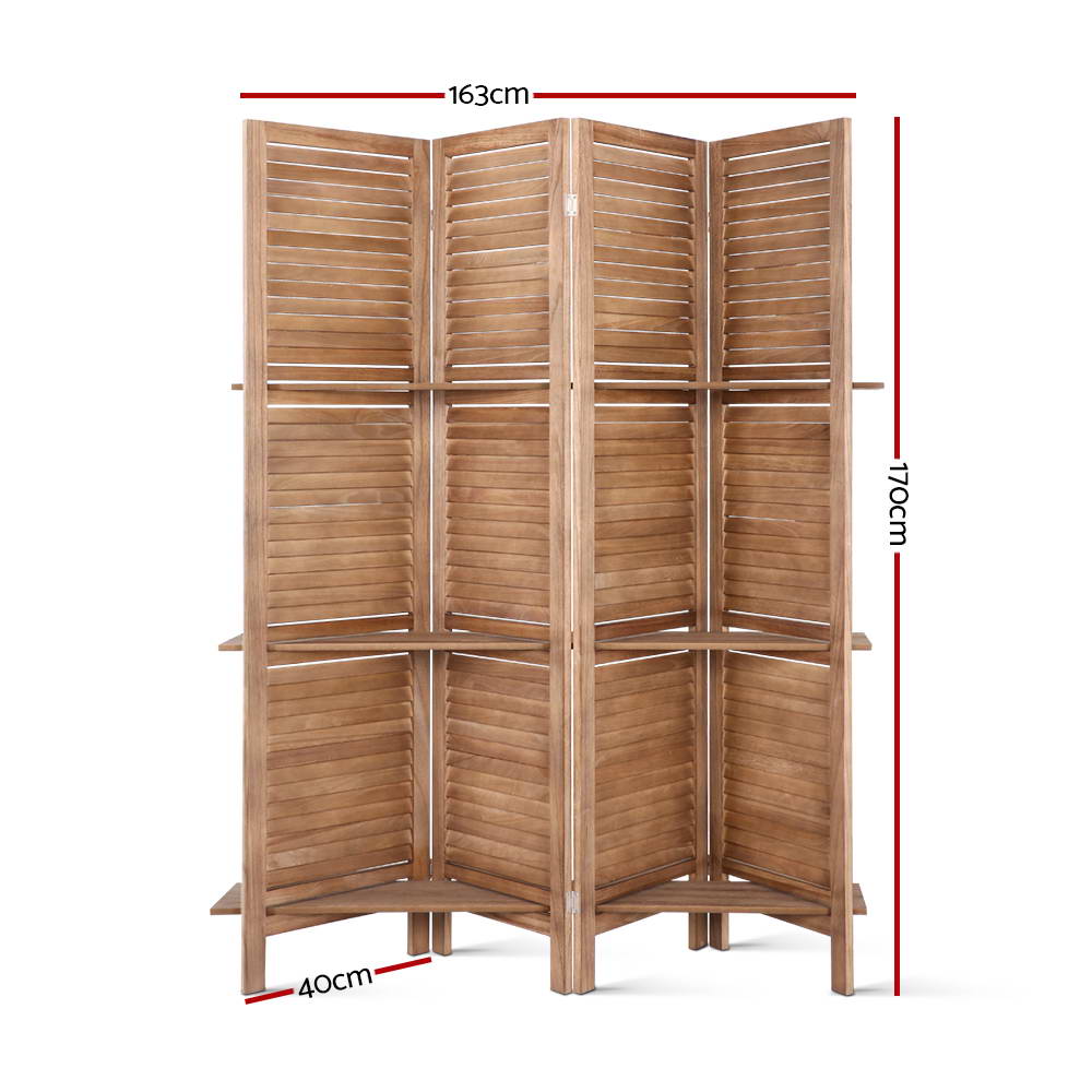 Room Divider 4 Panel - Brown