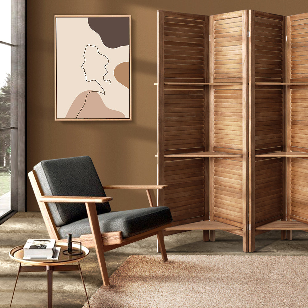 Room Divider 4 Panel - Brown