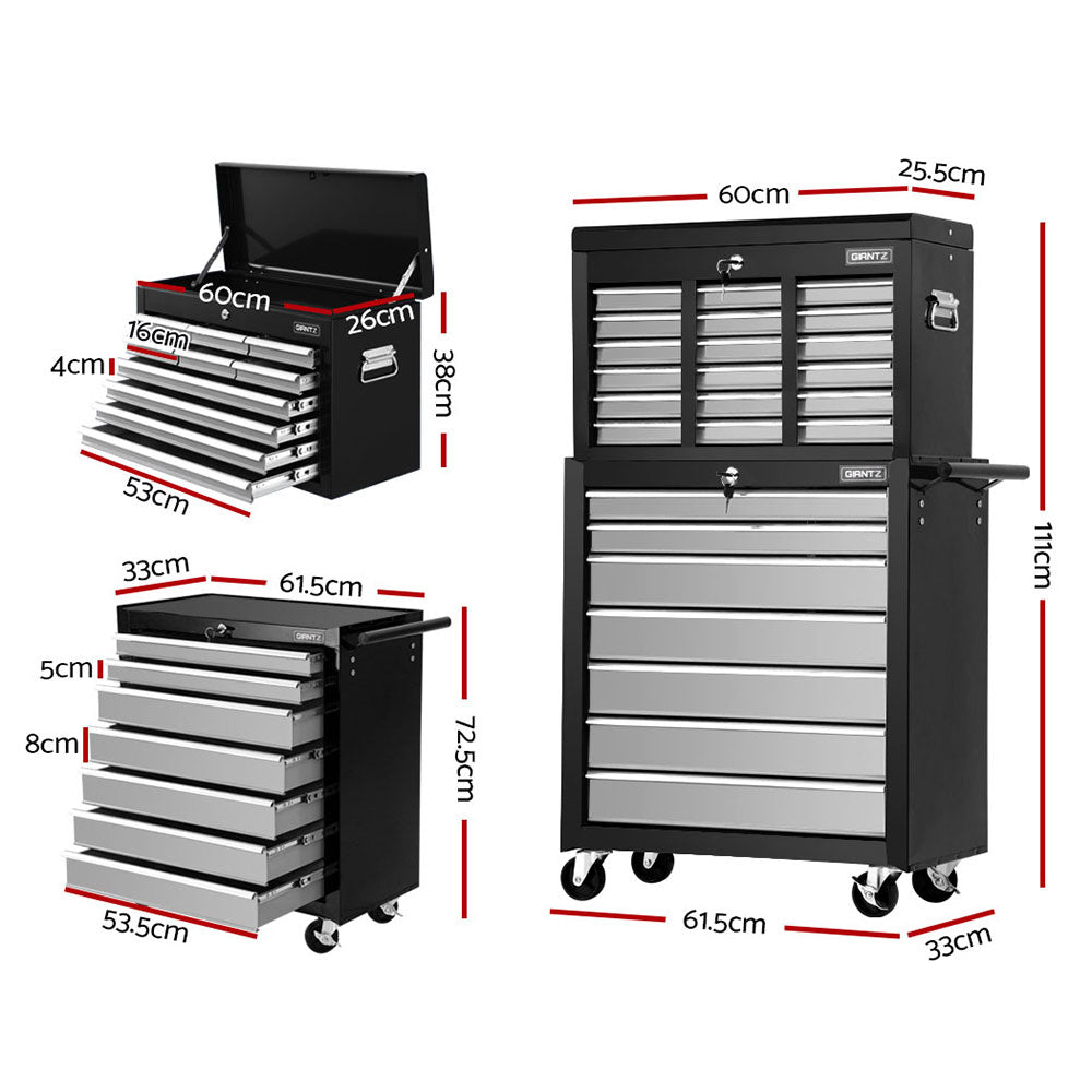 Tool Chest 17 Drawers- Black and Grey