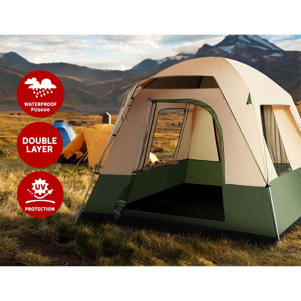 Camping Tent 4 Person Ripstop - Green