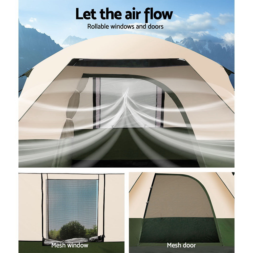 Camping Tent 4 Person Ripstop - Green