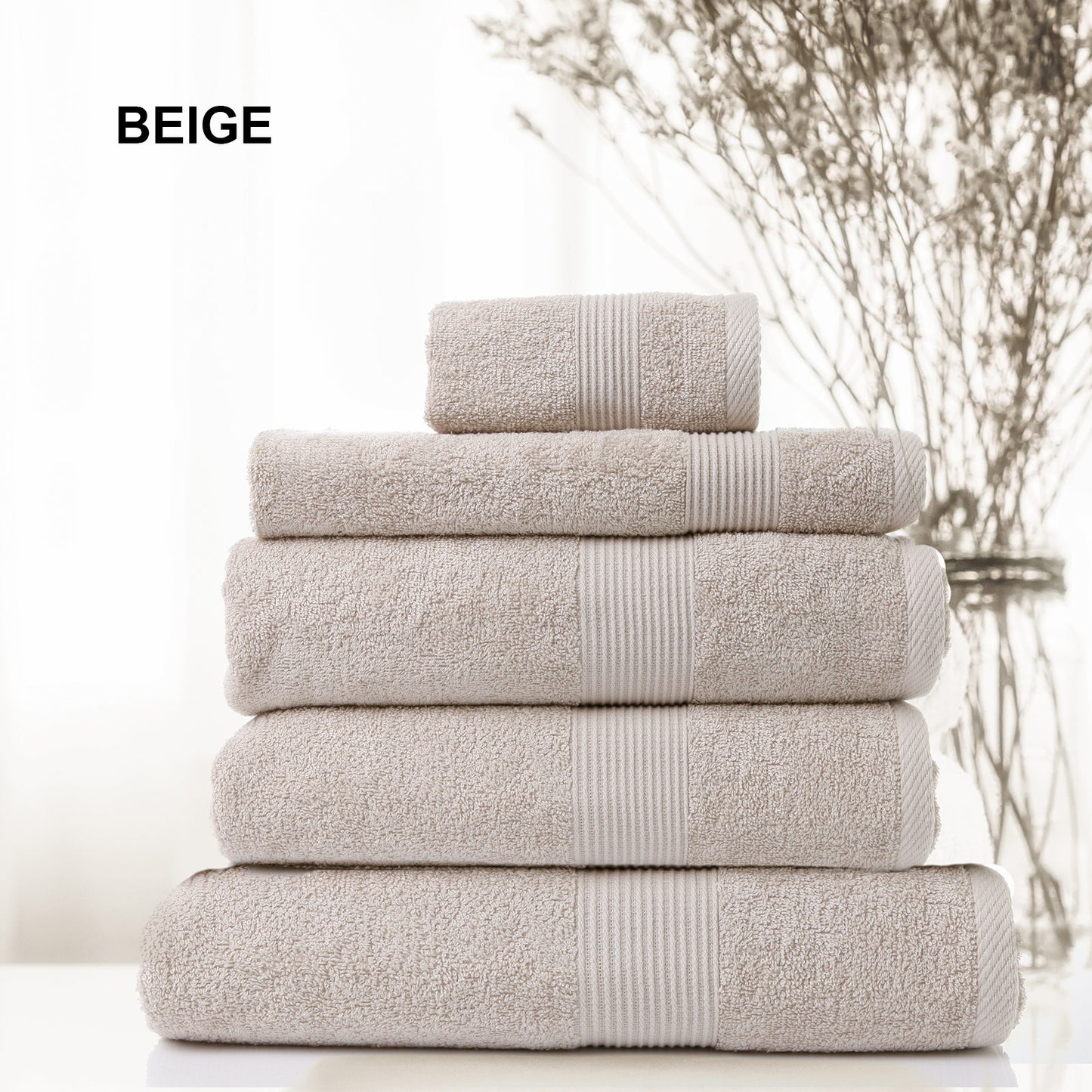 Towel Set 450GSM 5 Piece - Beige