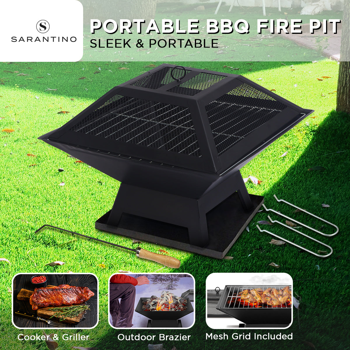Fire Pit Portable Outdoor for BBQ, Camping