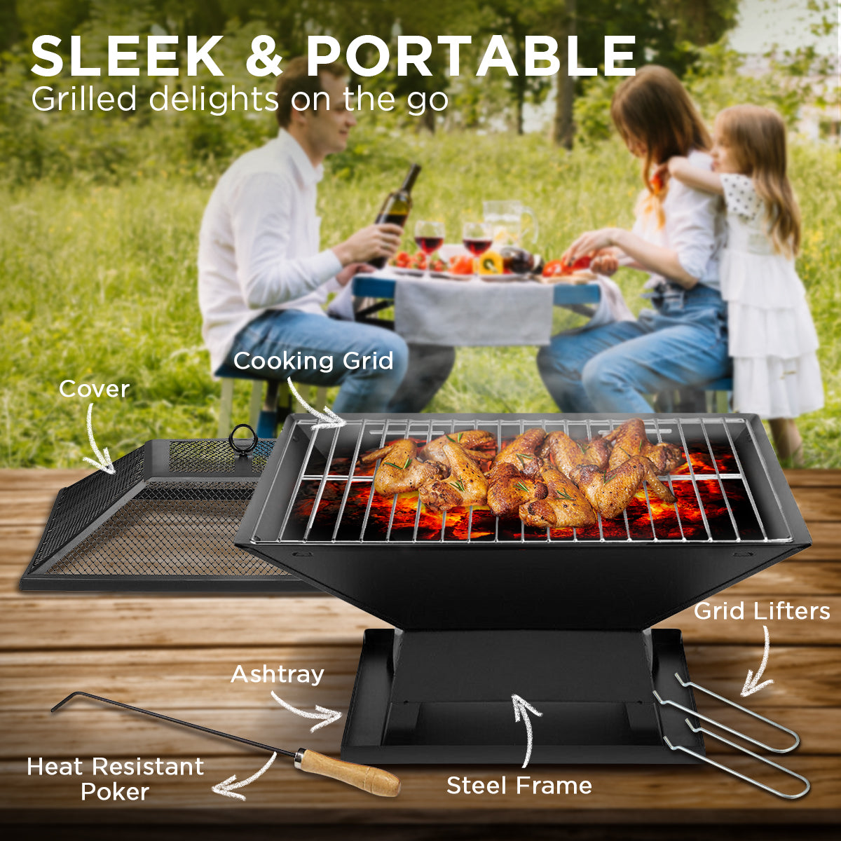 Fire Pit Portable Outdoor for BBQ, Camping