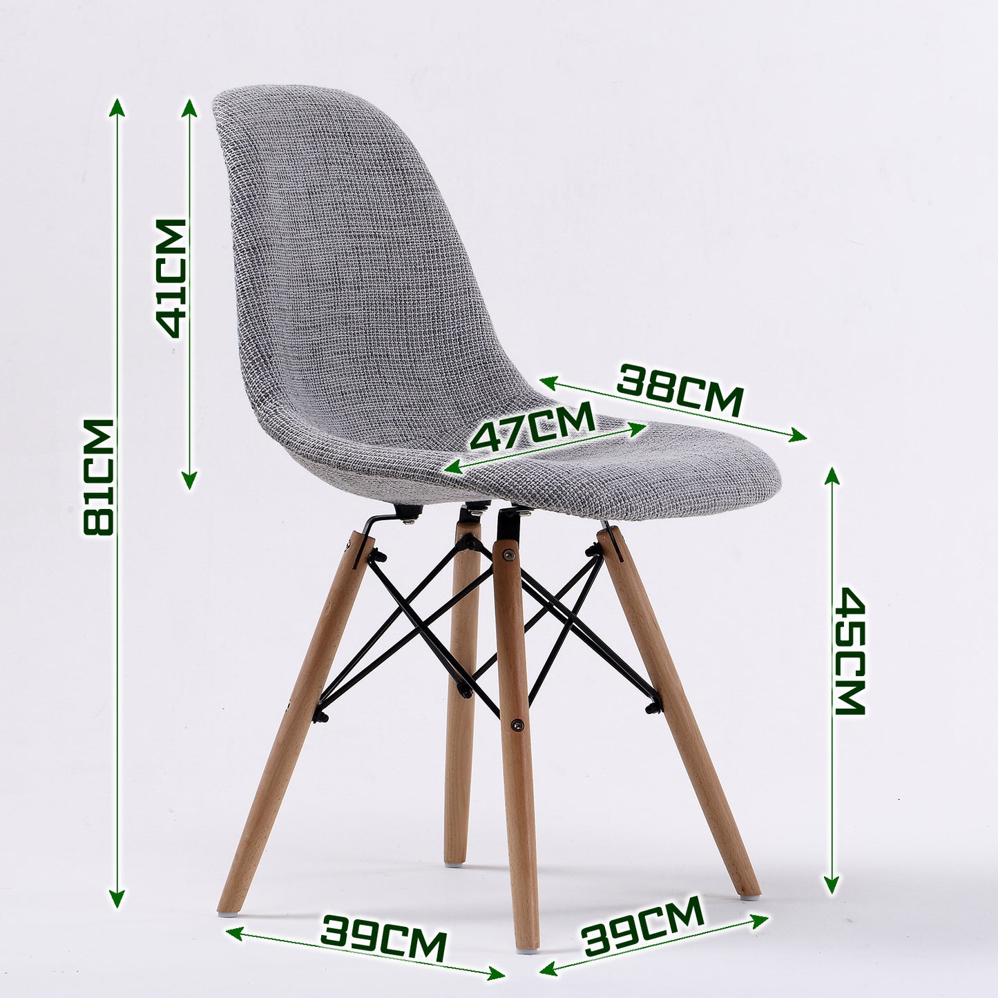 Dining Chairx 2 Grey Fabric