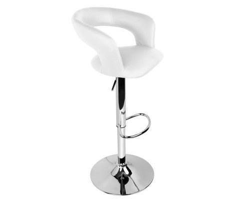 Set of 2 PU Leather Bar Stool White