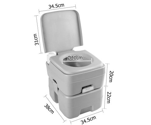 Portable Camping Toilet 20L - Grey