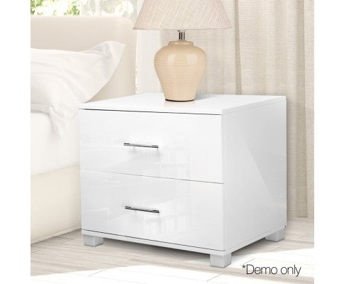 Bedside Table - High Gloss White