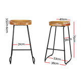 Bar Stools x 2 Tractor Seat 75cm Wooden