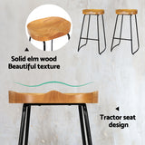 Bar Stools x 2 Tractor Seat 75cm Wooden