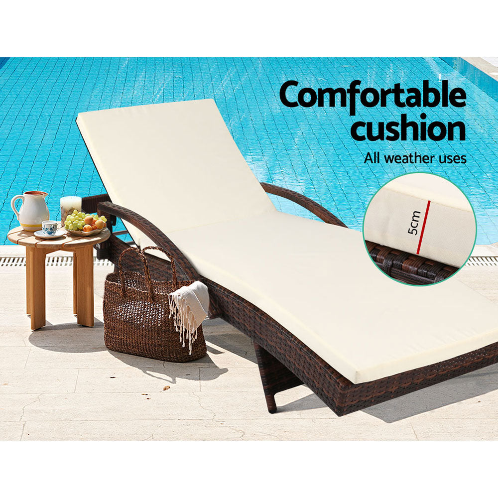 Sun Lounge x 2 PC Wicker -  Brown