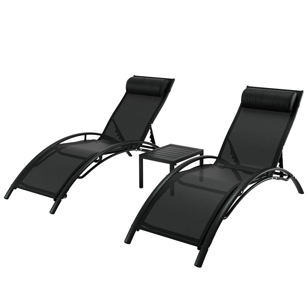 Sun Lounge 3 Pc Steel Table