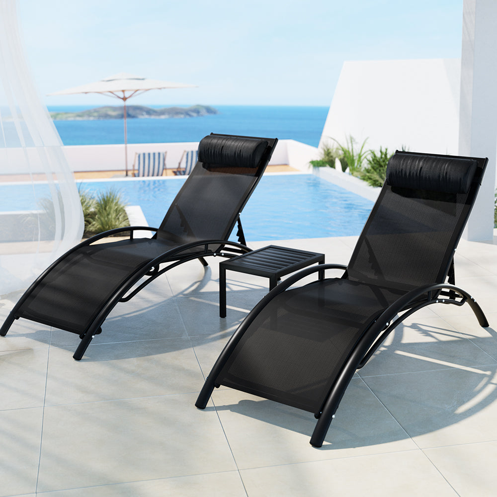 Sun Lounge 3 Pc Steel Table