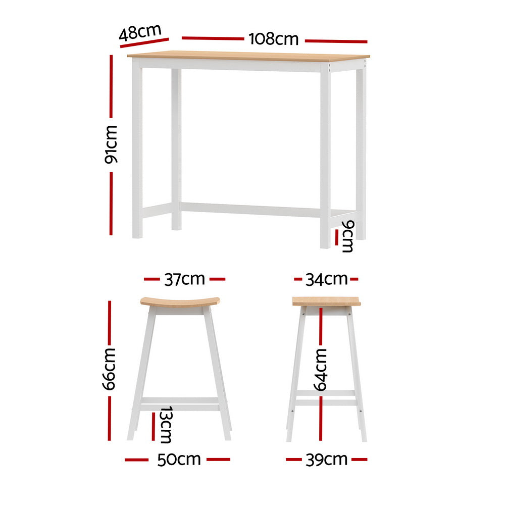 Bar Table and Stools Set - Solid Wood