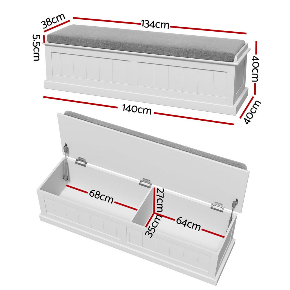 Ottoman Blanket Box 140cm Fluted Grey