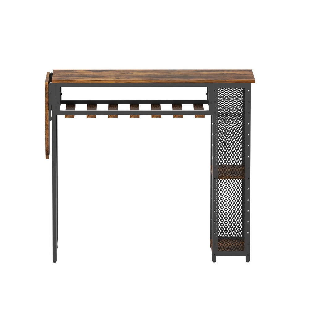 Bar Table with Wine Rack Built-in Cup Holder Extendable 140cm