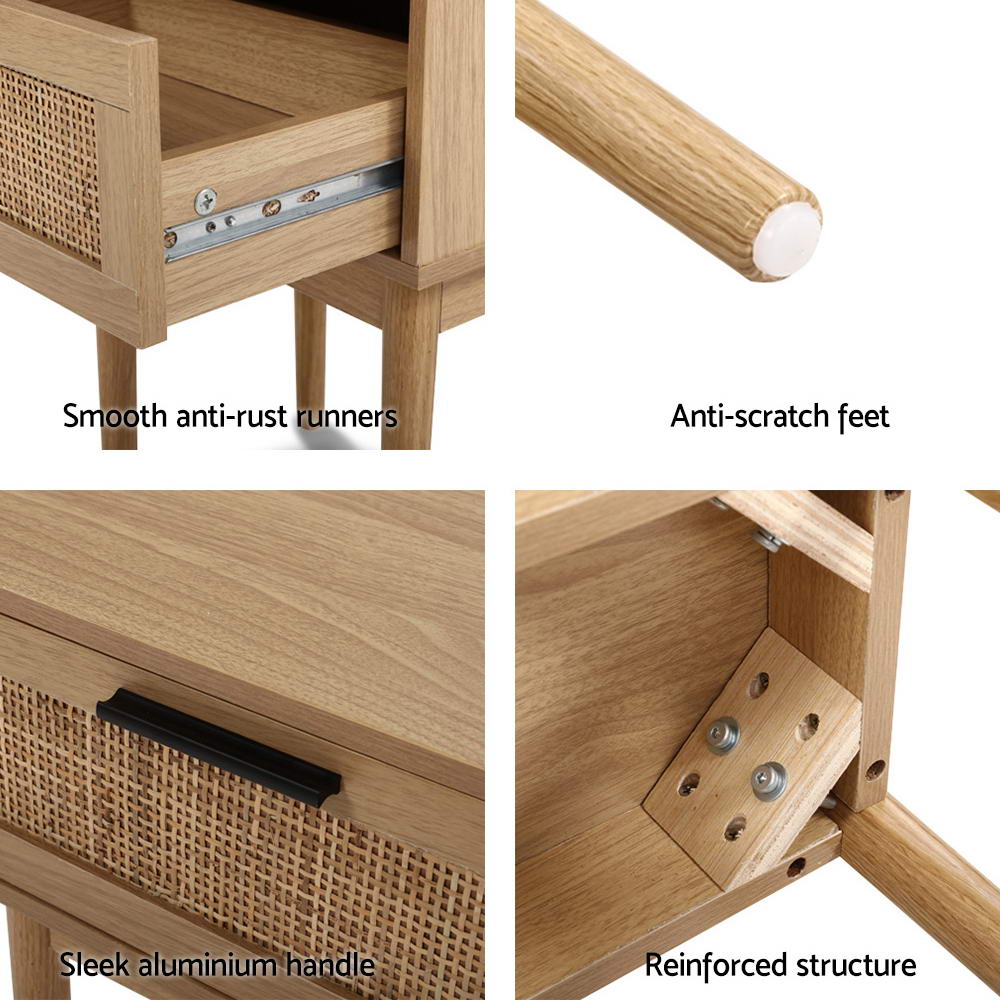 Bedside  Table Rattan  with Drawer