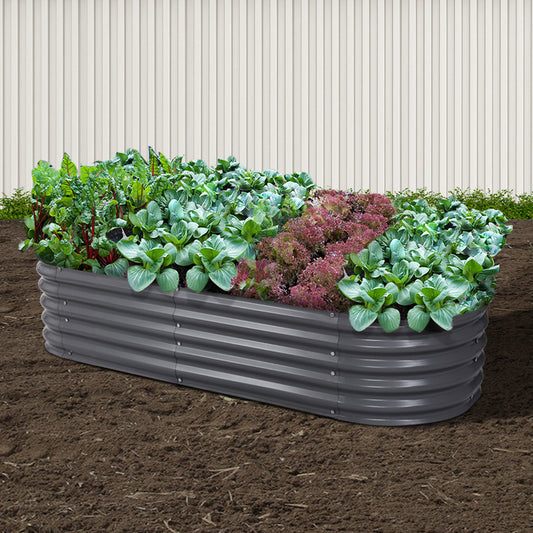Garden Bed 160X80X42cm Oval Planter Box Galvanised