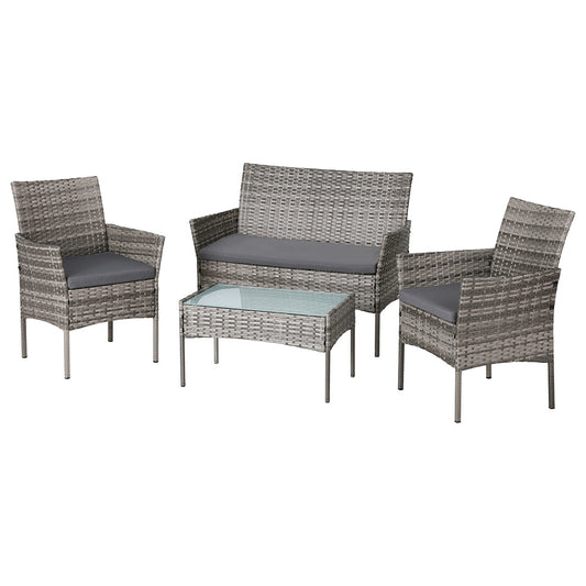 4 Seater Outdoor Setting Wicker - Grey