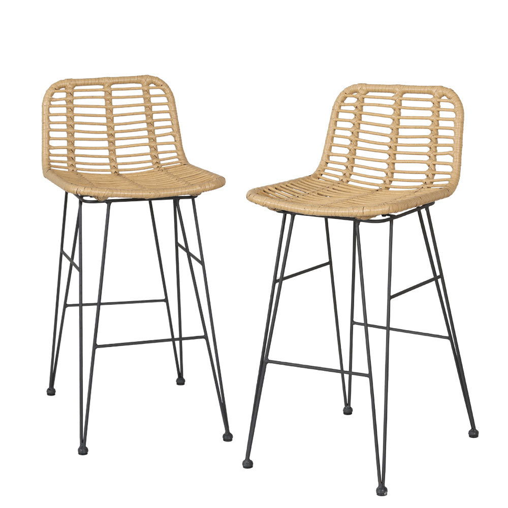 2x Outdoor Bar Stools Rattan