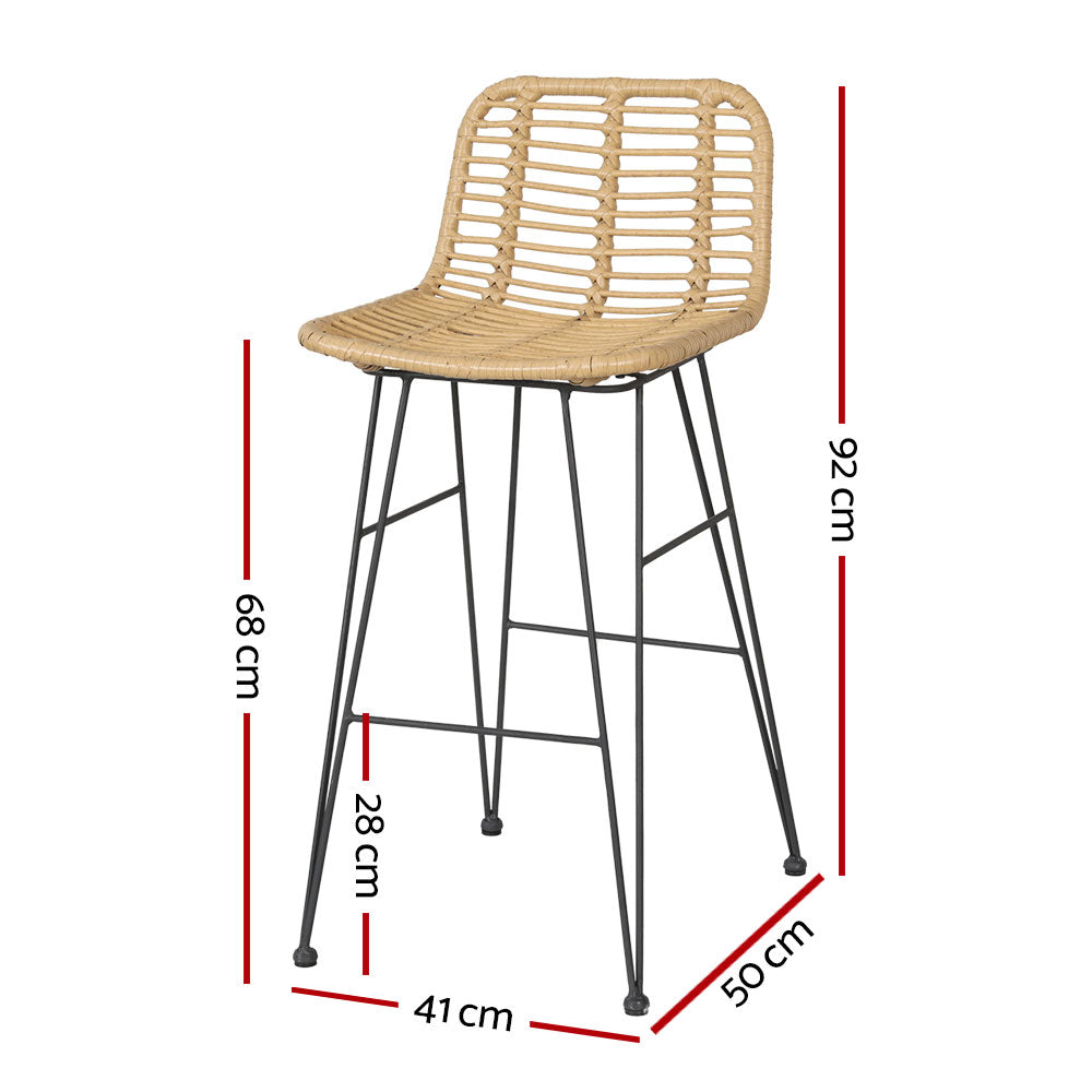 2x Outdoor Bar Stools Rattan