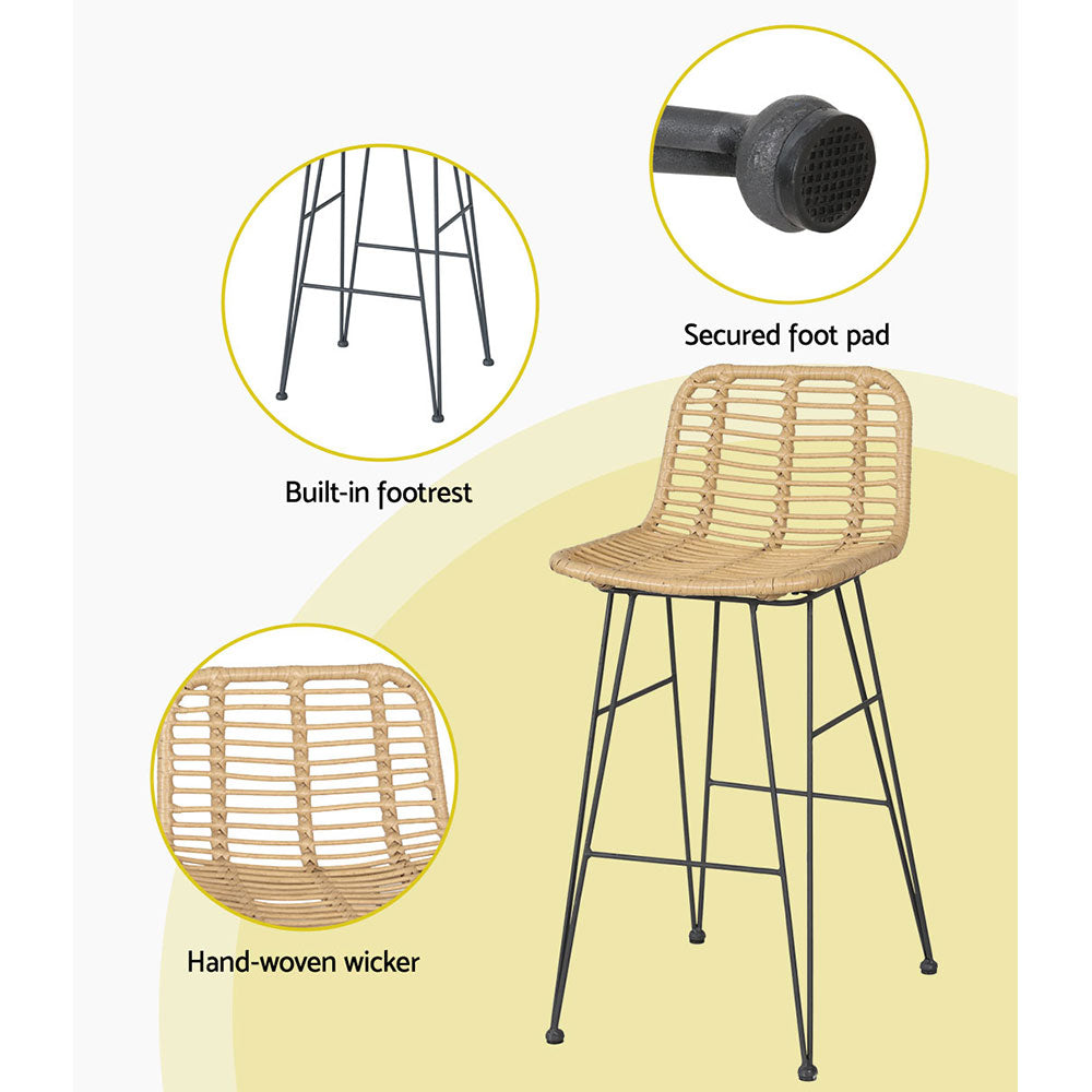 2x Outdoor Bar Stools Rattan