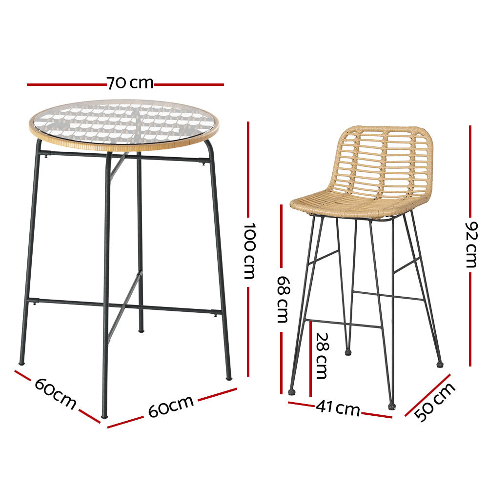 Bar Set 3-Piece Outdoor Wicker