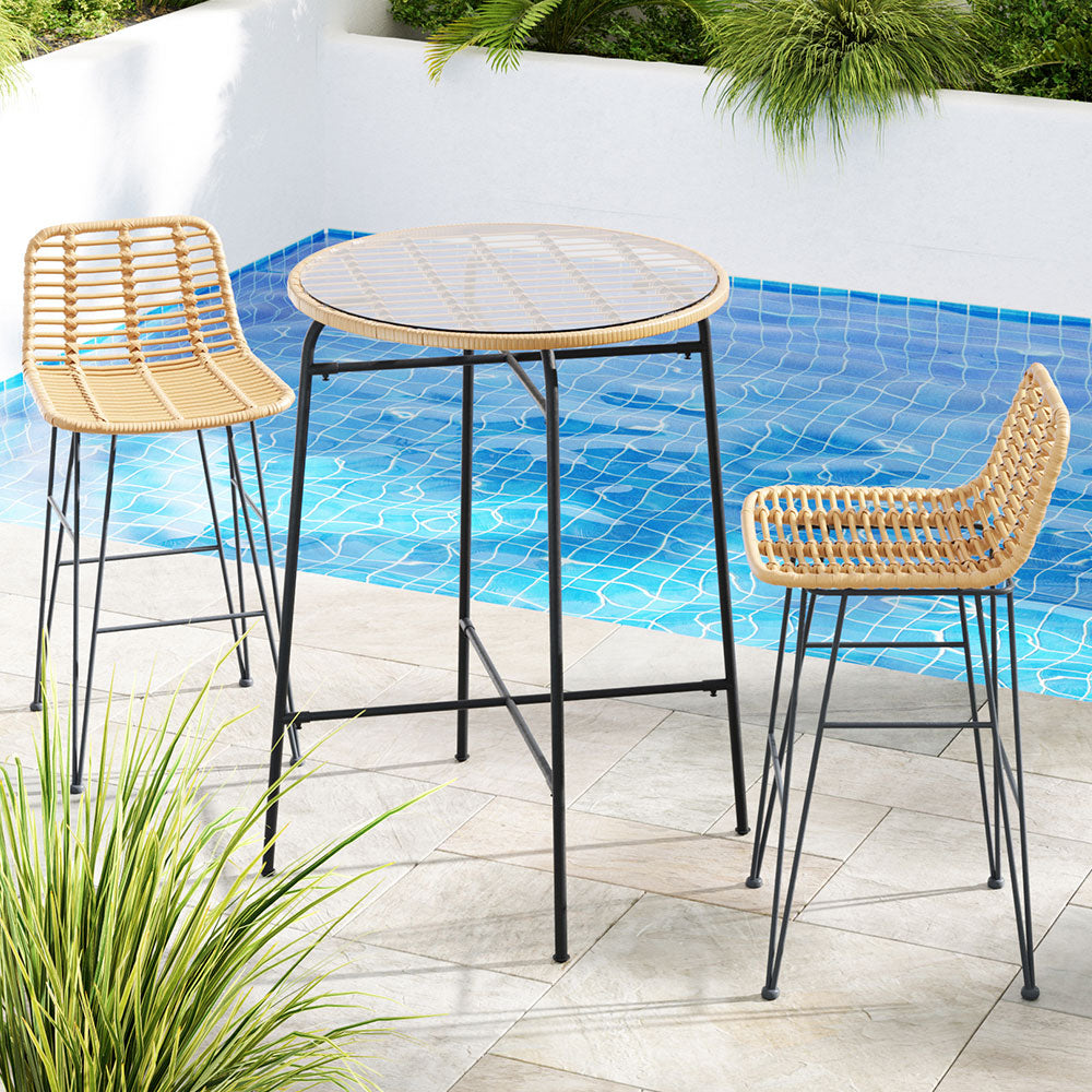 Bar Set 3-Piece Outdoor Wicker