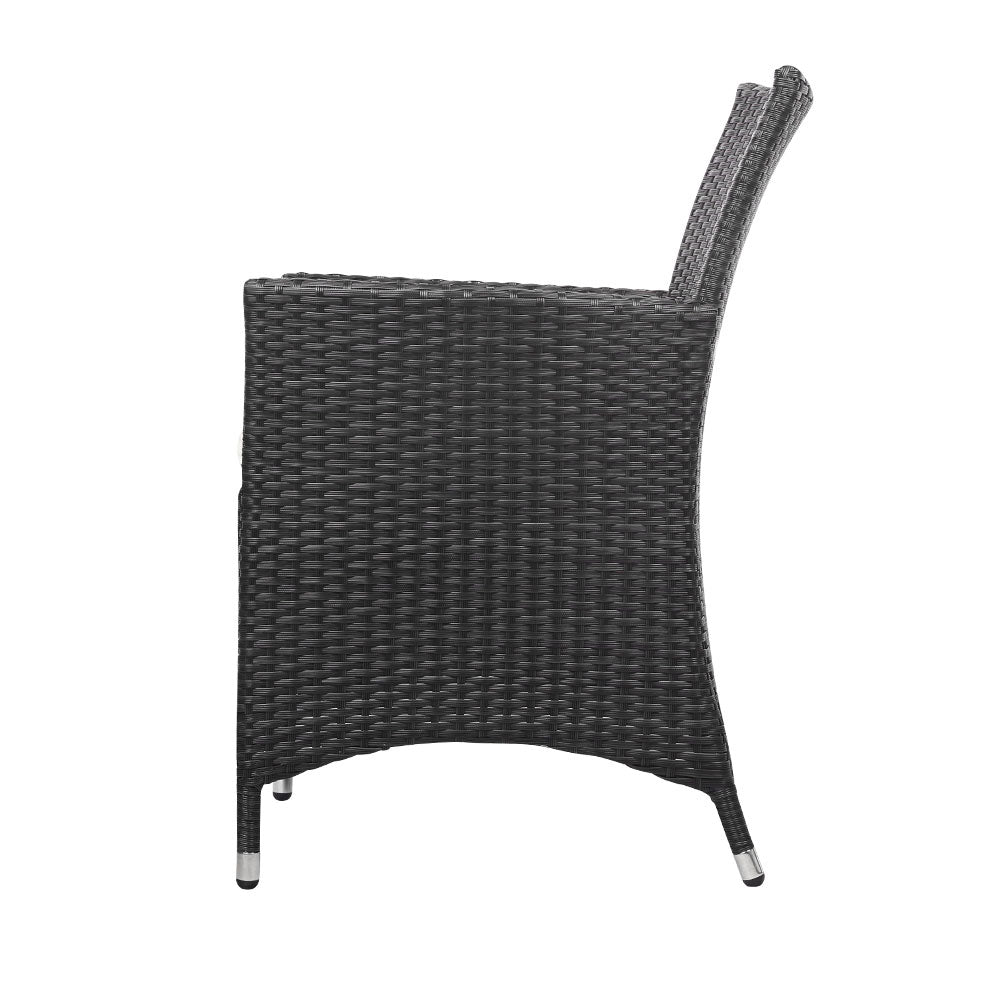 3PC Outdoor Bistro Set - Wicker Setting Black