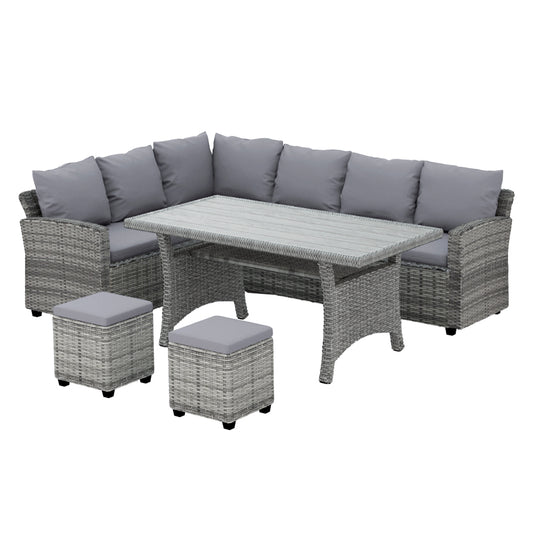 Outdoor Dining Set Wicker - 8 Seater