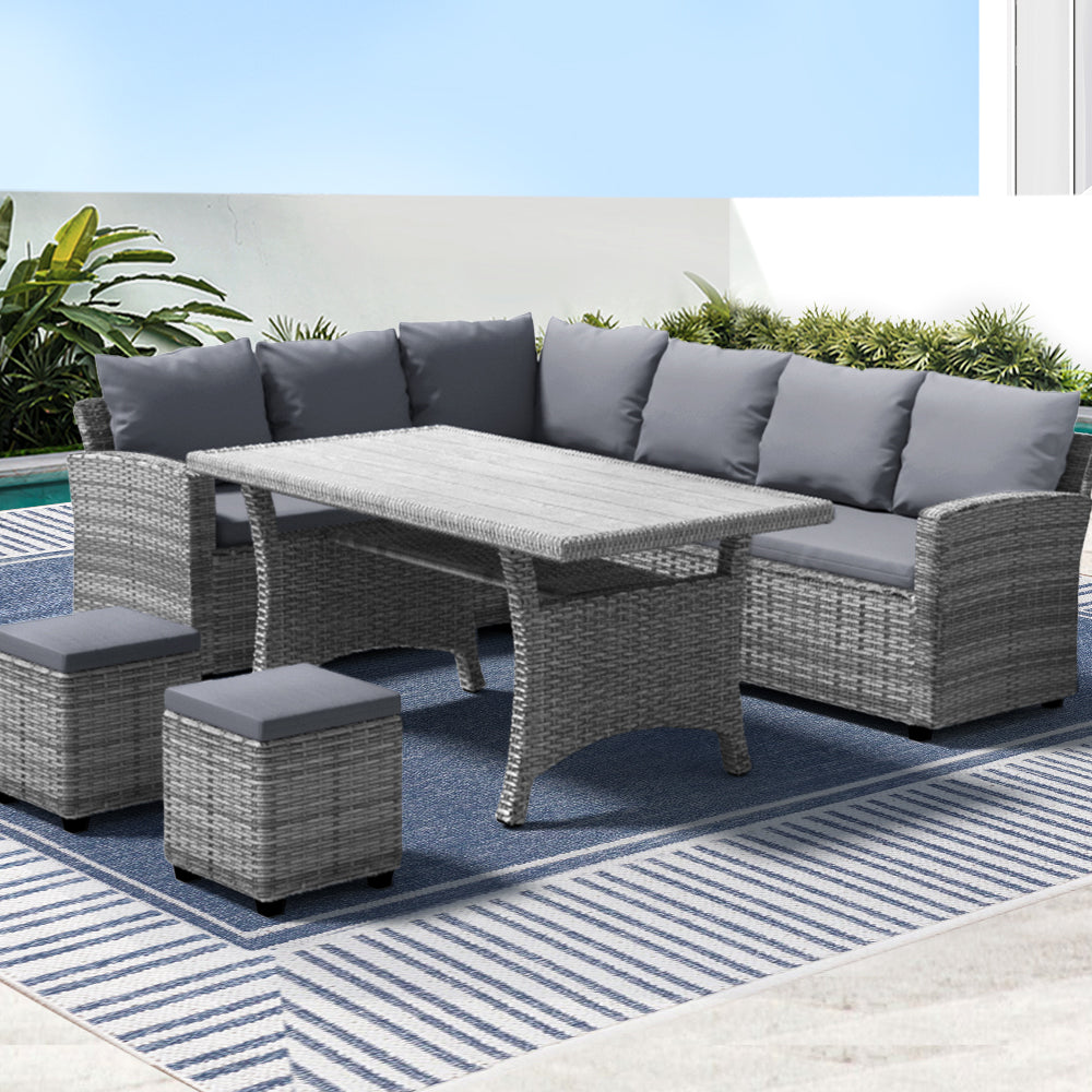 Outdoor Dining Set Wicker - 8 Seater