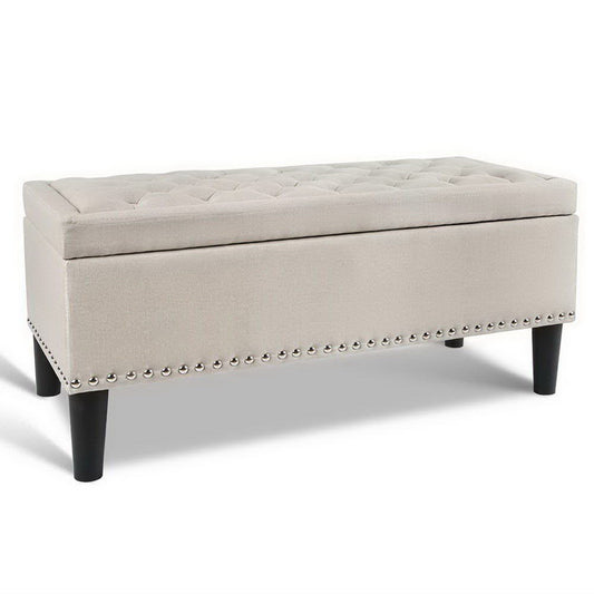 Ottoman Blanket Box 96cm Linen Taupe