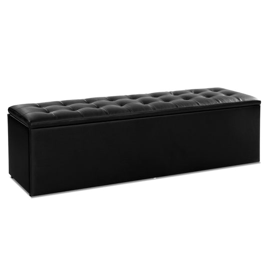 Ottoman Blanket Box 140cm Faux Leather - Black