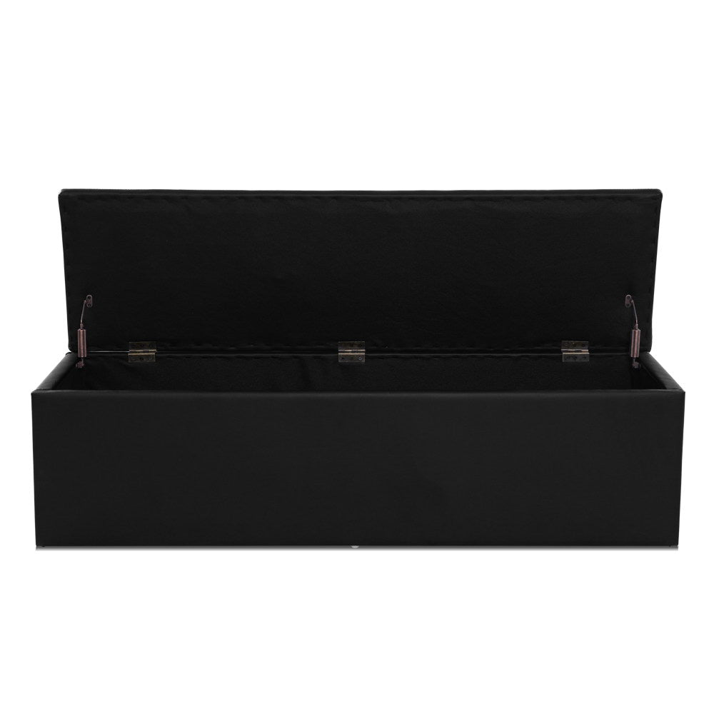 Ottoman Blanket Box 140cm Faux Leather - Black