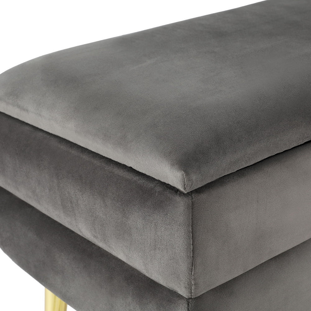 Ottoman Storage Velvet Grey