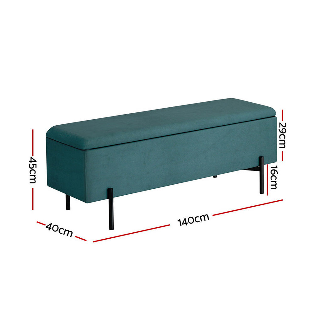 Ottoman Blanket Box 140cm Velvet Green