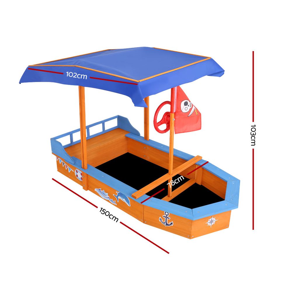 Kids Sandpit Wooden with Canopy - 150cm