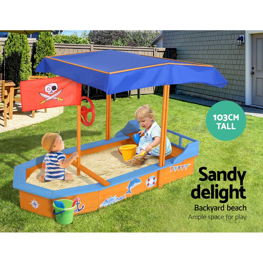 Kids Sandpit Wooden with Canopy - 150cm