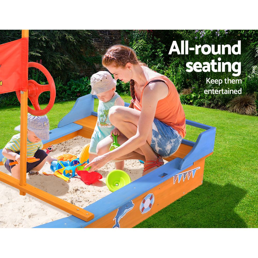 Kids Sandpit Wooden with Canopy - 150cm