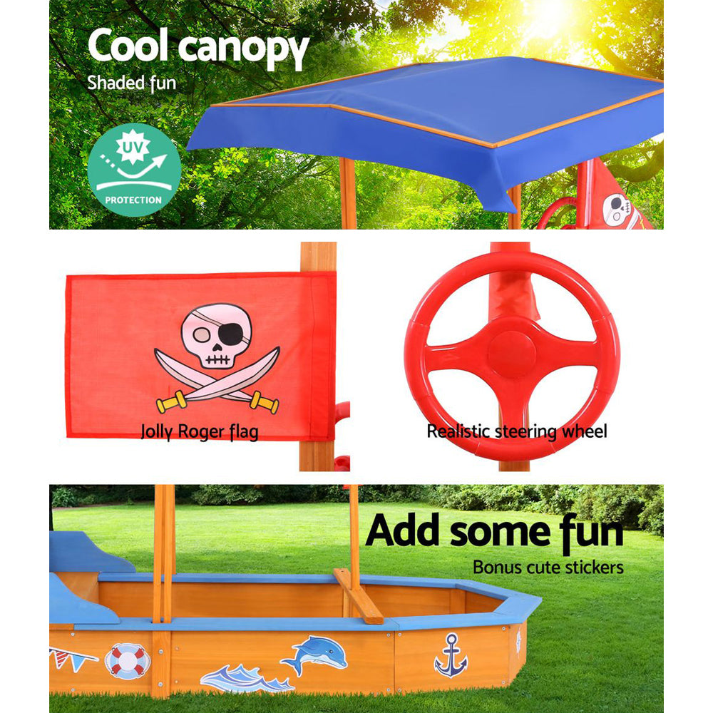 Kids Sandpit Wooden with Canopy - 150cm