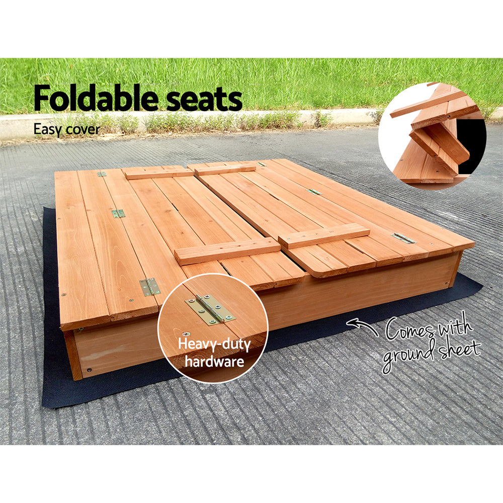 i Kids Sandpit Wooden Foldable Seat - 90cm