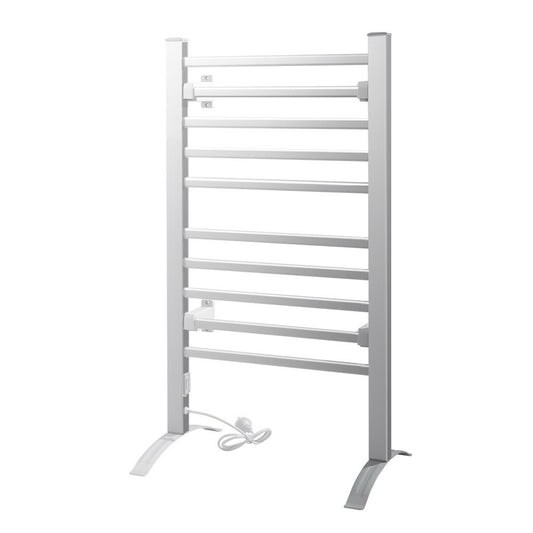 Heated Towel Rail Rack 10 Bars Freestanding Clothes Dry Warmer