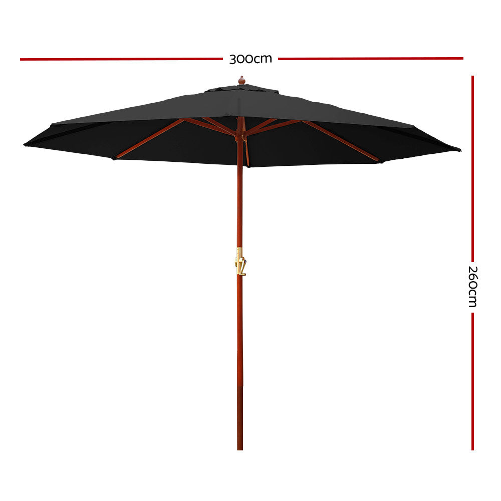 Outdoor Umbrella 3m - Black