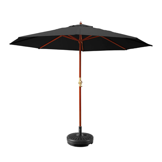 Outdoor Umbrella w/Base Pole 3m - Black